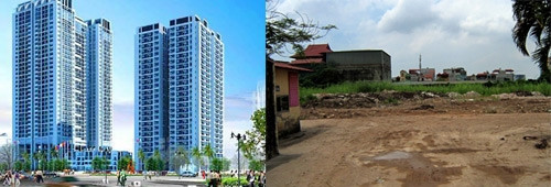 Dự án 409 Lĩnh Nam được vẽ đẹp lung linh giờ cũng là bãi đất hoang