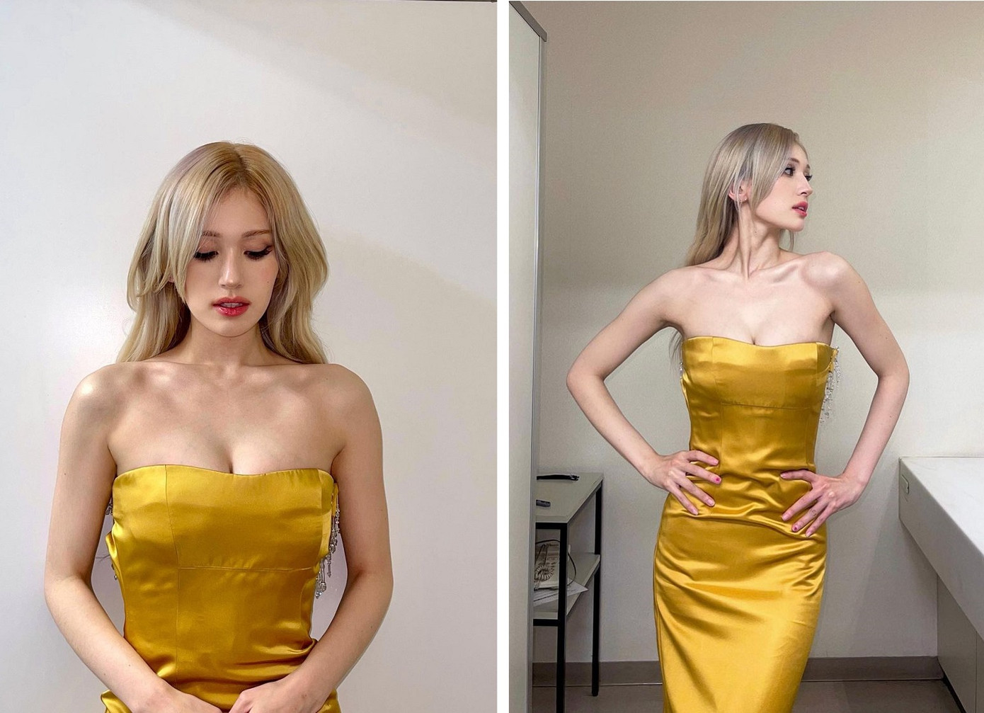 Ngay từ khi tham gia chương trình thực tế Produce 101 khi mới 15 tuổi, mỹ nhân sinh năm 2001 đã thích khoe cơ bụng săn chắc. Càng trưởng thành, nữ ca sĩ càng hoàn thiện hơn về hình thể.