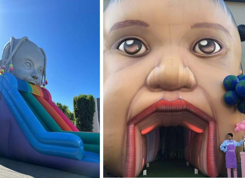 Kylie Jenner trang trí tiệc sinh nhật cho con bằng đầu người bơm hơi. Ảnh: IG. Kylie Jenner trang trí tiệc sinh nhật cho con bằng đầu người bơm hơi. Ảnh: IG.