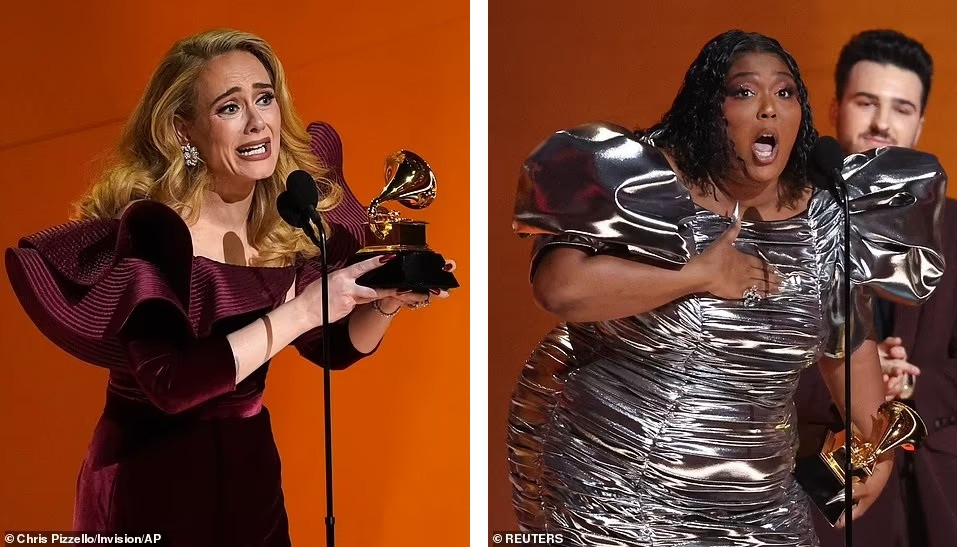 Adele và Lizzo cũng có cúp vàng cho riêng mình dù không nhiều như kỳ vọng. Ảnh: AP/Reuters.