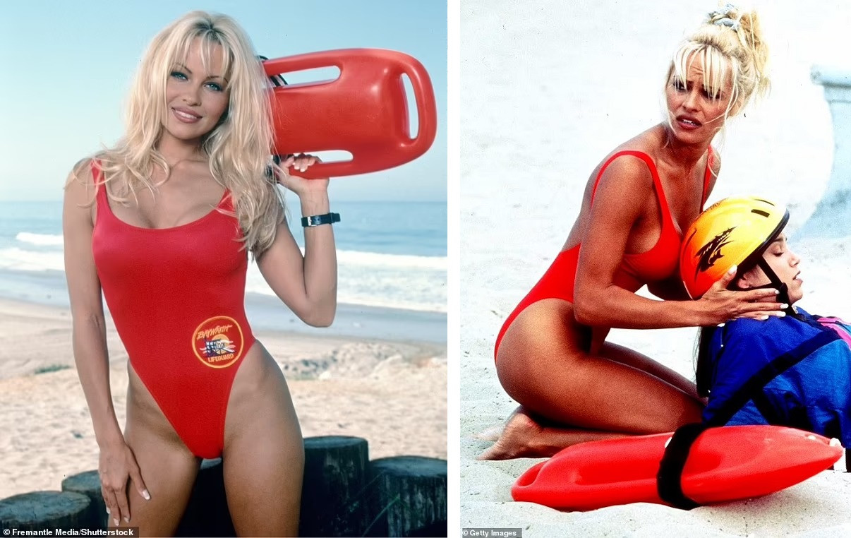Chiếc áo tắm mang tính biểu tượng của Pamela Anderson trong Baywatch. Ảnh: Shutterstock/Getty Images. Chiếc áo tắm mang tính biểu tượng của Pamela Anderson trong Baywatch. Ảnh: Shutterstock/Getty Images.