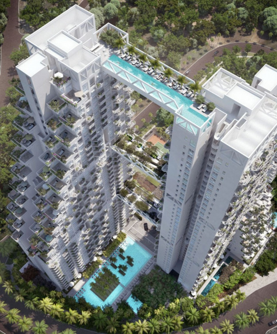 Vẻ đẹp lộng lẫy của hồ bơi Sky Habitat của Singapore..