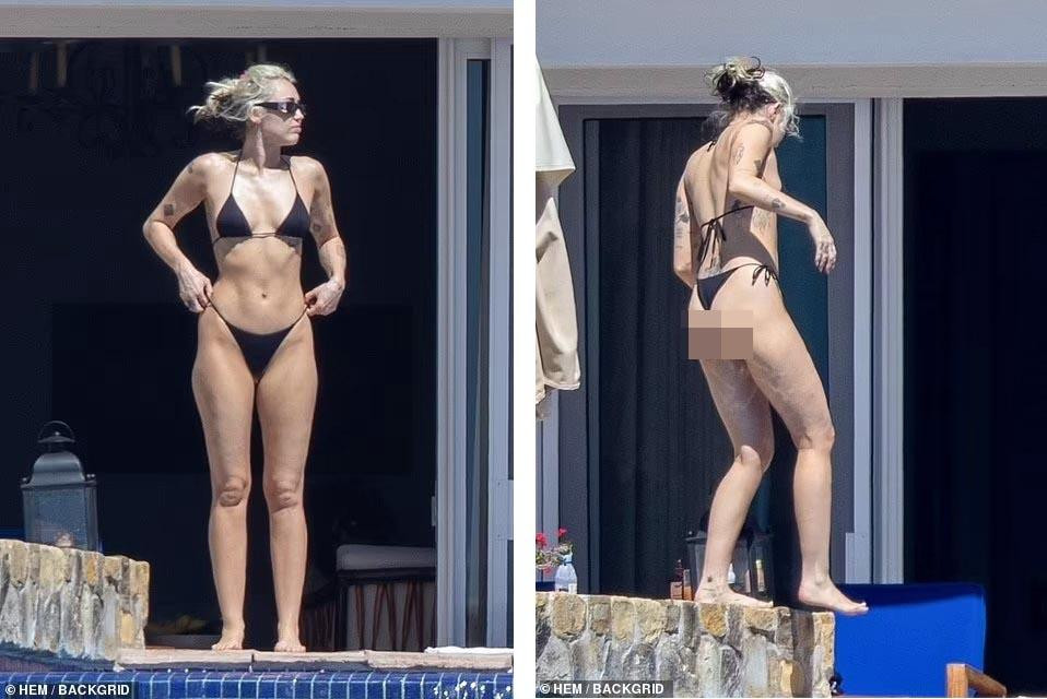 Ảnh chụp trộm kém chất lượng cũng khó "dìm" được sắc vóc tuổi 30 của Miley.