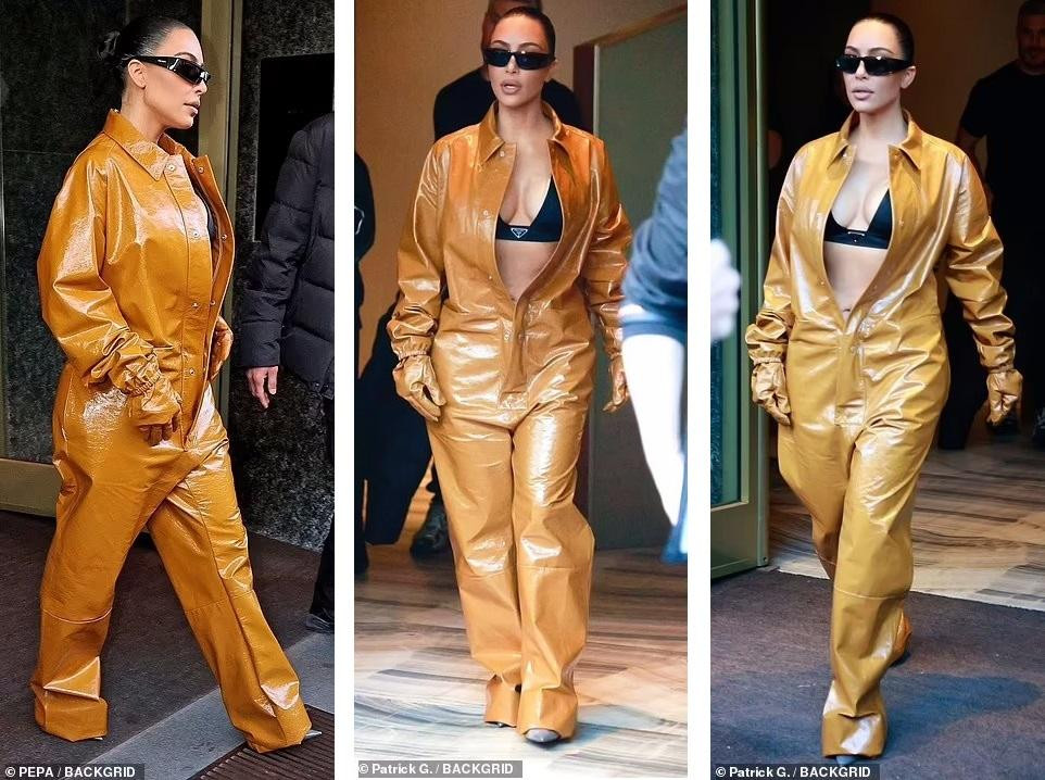 Hôm thứ Tư (23/2), Kim Kardashian được nhìn thấy rời khách sạn đến Trung tâm nghệ thuật Fondazione Prada ở Milan, Ý, để dự sự kiện trong khuôn khổ Tuần lễ thời trang Milan.