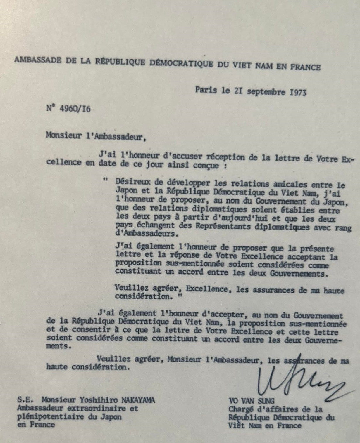 Hình ảnh bản Công hàm được ký năm 1973 tại triển lãm. (Ảnh: PS)