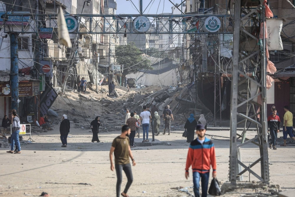 Cảnh tan hoang ở Dải Gaza. (Ảnh: Bloomberg)