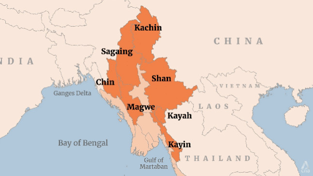 Các bang màu cam là những nơi diễn ra Chiến dịch 1027. (Ảnh: CNA) Các bang màu cam là những nơi diễn ra Chiến dịch 1027. (Ảnh: CNA)