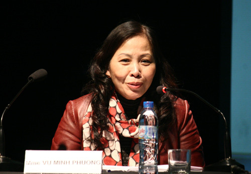 Bác sĩ Vũ Minh Phượng trong hội thảo về phòng chống HIV cho thanh niên và vị thành niên do tổ chức quốc tế tài trợ cuối tháng 2/2012