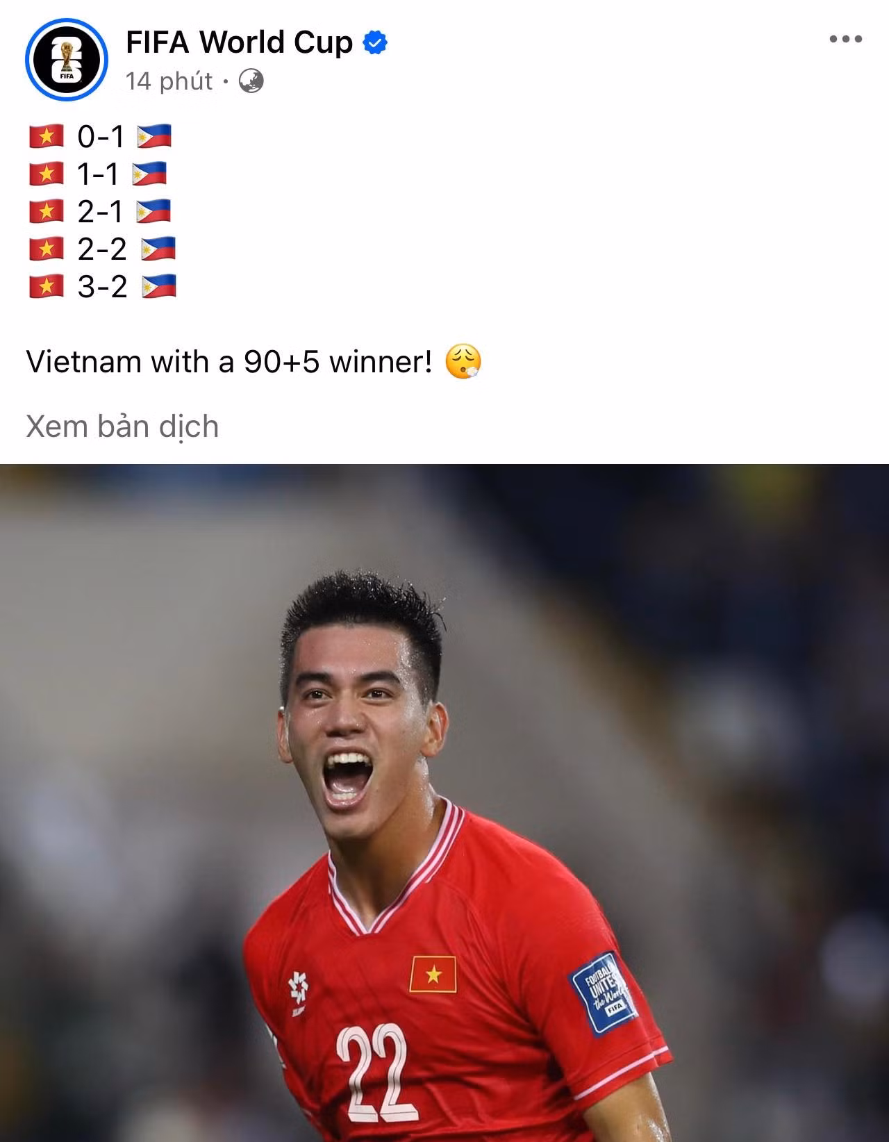 Dòng trạng thái bằng tiếng Anh của FIFA