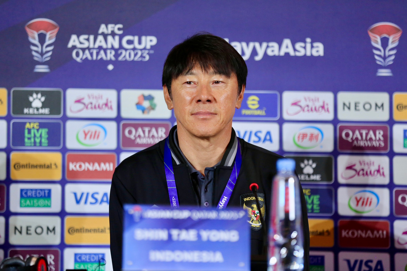 HLV Shin Tae-yong tự tin hướng đến chiến thắng trước tuyển Việt Nam. Ảnh: Hữu Phạm