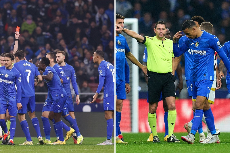 Greenwood nhận thẻ đỏ sau khi tranh cãi với trọng tài