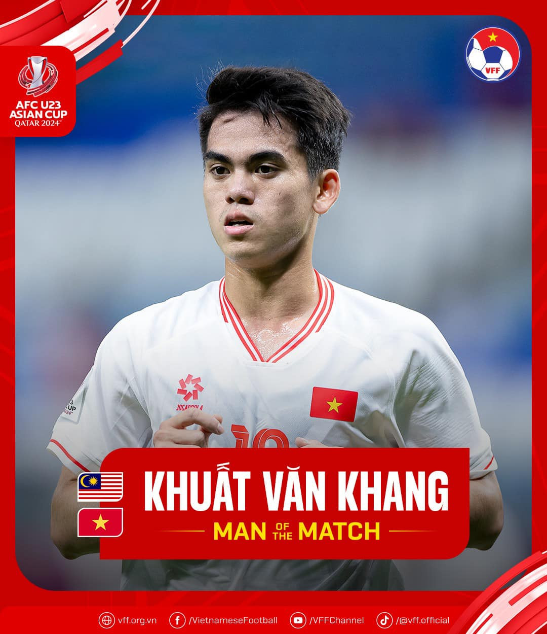 Văn Khang được bầu là cầu thủ hay nhất trận đấu U23 Việt Nam vs U23 Malaysia Văn Khang được bầu là cầu thủ hay nhất trận đấu U23 Việt Nam vs U23 Malaysia