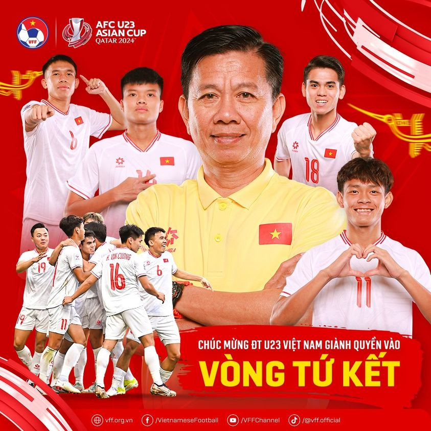 U23 Việt Nam giành vé vào tứ kết chỉ sau 2 lượt trận. Ảnh: VFF U23 Việt Nam giành vé vào tứ kết chỉ sau 2 lượt trận. Ảnh: VFF