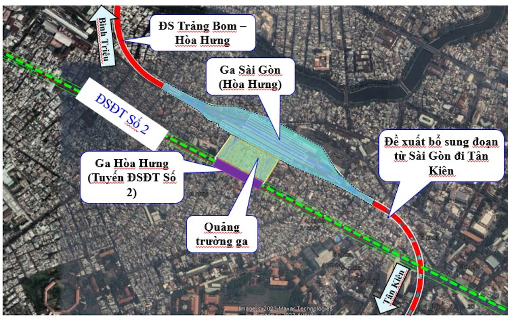 Tư vấn đề xuất quy hoạch ga Sài Gòn như vị trí hiện tại để làm đầu mối trung chuyển giữa đường sắt tốc độ cao Bắc - Nam và các tuyến đường sắt khu vực, đường sắt đô thị (Ảnh tư vấn lập quy hoạch). Tư vấn đề xuất quy hoạch ga Sài Gòn như vị trí hiện tại để làm đầu mối trung chuyển giữa đường sắt tốc độ cao Bắc - Nam và các tuyến đường sắt khu vực, đường sắt đô thị (Ảnh tư vấn lập quy hoạch).