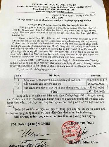 Khiển trách hiệu trưởng kêu gọi hỗ trợ 900 triệu đồng ảnh 1