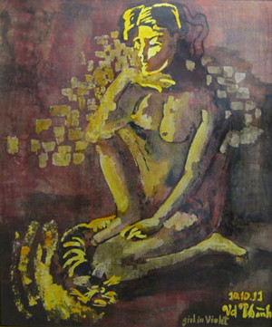 Bức Thiếu nữ bên hoa violet của Văn Dương Thành