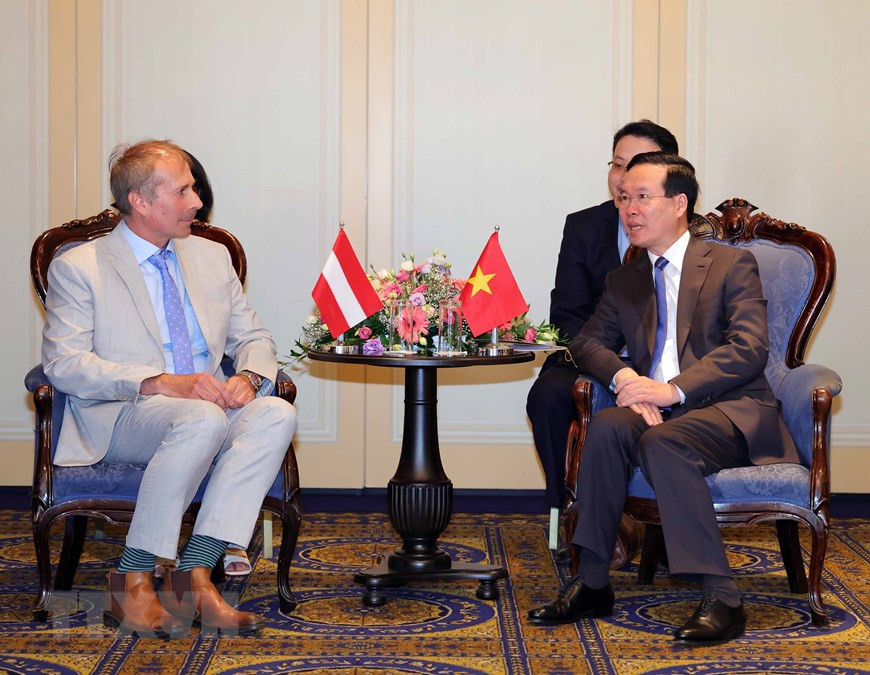Chủ tịch nước Võ Văn Thưởng tiếp Chủ tịch Hội Hữu nghị Áo-Việt Nam Alfred Gerstl. (Ảnh: Thống Nhất/TTXVN) Chủ tịch nước Võ Văn Thưởng tiếp Chủ tịch Hội Hữu nghị Áo-Việt Nam Alfred Gerstl. (Ảnh: Thống Nhất/TTXVN)