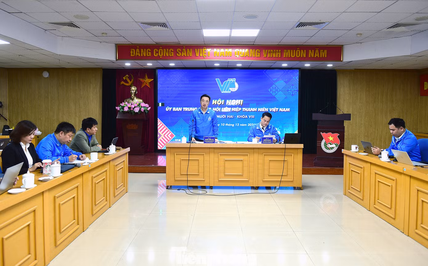 Hội nghị Ủy ban T.Ư Hội LHTN Việt Nam lần thứ 12 khoá VIII tại điểm cầu trung tâm. Ảnh: Xuân Tùng