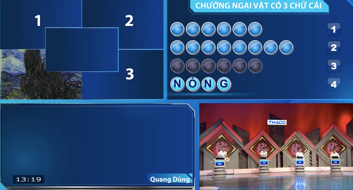 Quang Dũng nhấn chuông trả lời ẩn số chướng ngại vật.