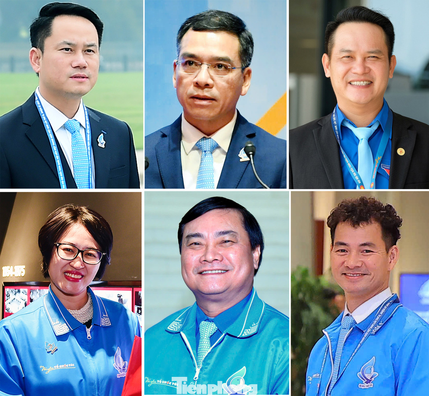 Phó Chủ tịch T.Ư Hội LHTN Việt Nam khóa IX, gồm các anh, chị: Nguyễn Kim Quy, Hà Anh Đức, Đặng Hồng Anh (hàng trên, từ trái sang phải), Đào Việt Hằng, Nguyễn Ngọc Toàn, Nguyễn Xuân Bắc (hàng dưới, từ trái sang phải).