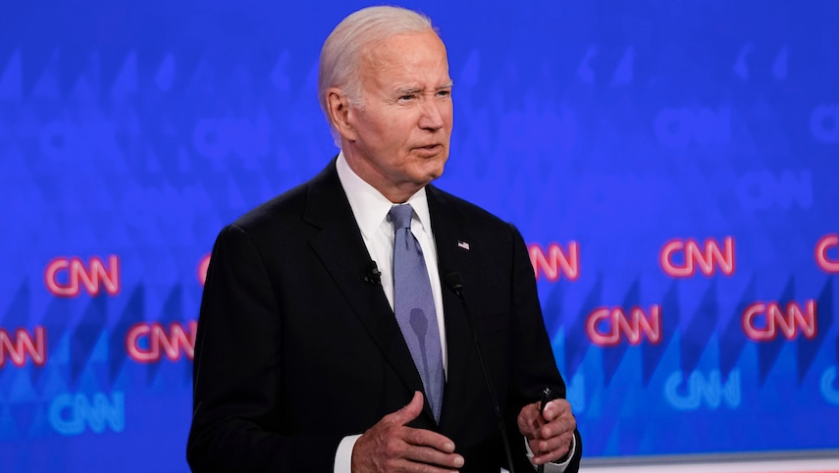 Tổng thống Mỹ Joe Biden trong cuộc tranh luận trực tiếp trên truyền hình với đối thủ Donald Trump, ngày 27/6. (Ảnh: ABC) Tổng thống Mỹ Joe Biden trong cuộc tranh luận trực tiếp trên truyền hình với đối thủ Donald Trump, ngày 27/6. (Ảnh: ABC)