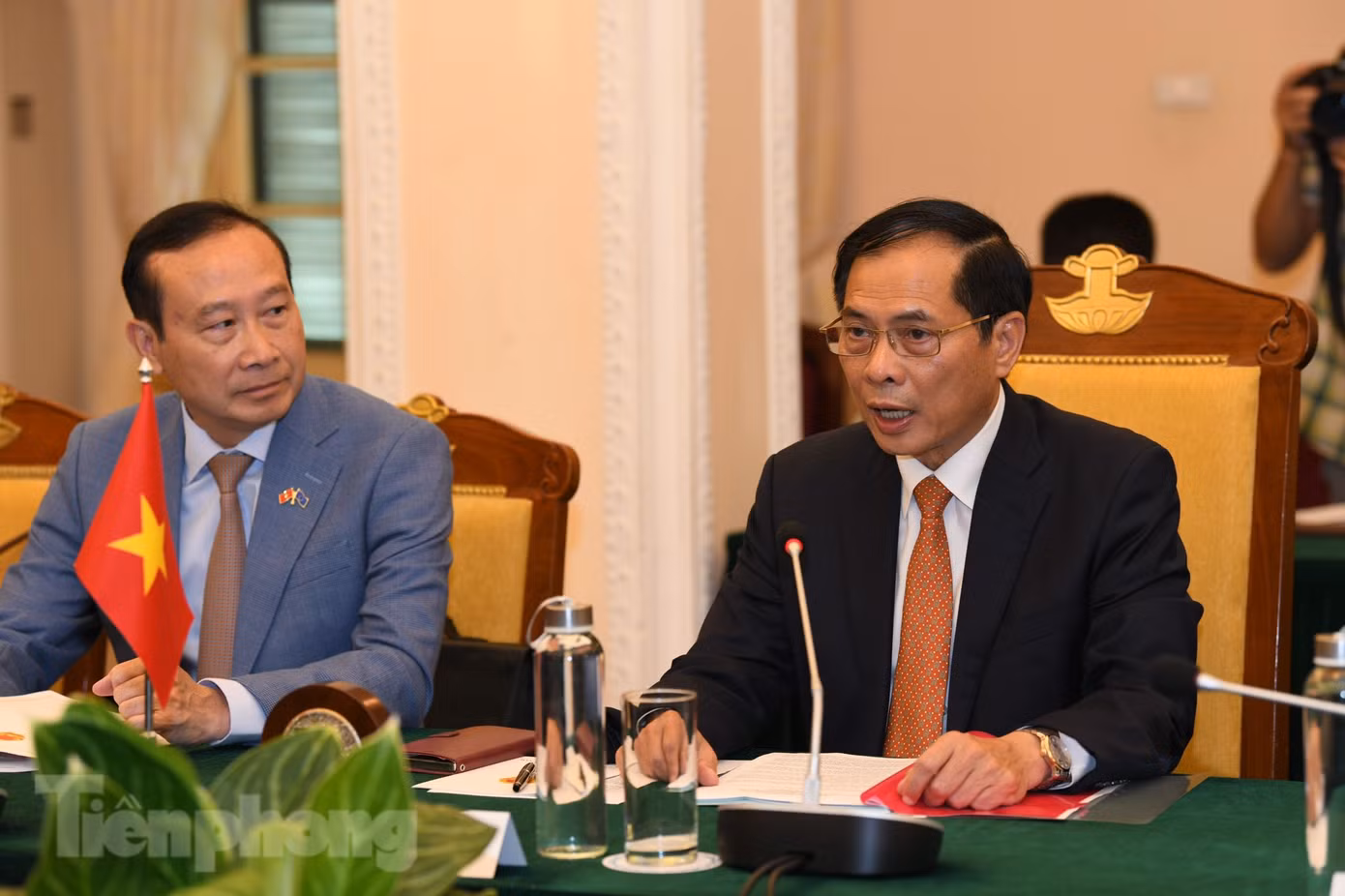 Bộ trưởng Ngoại giao Bùi Thanh Sơn tại cuộc hội đàm. Ảnh: Như Ý