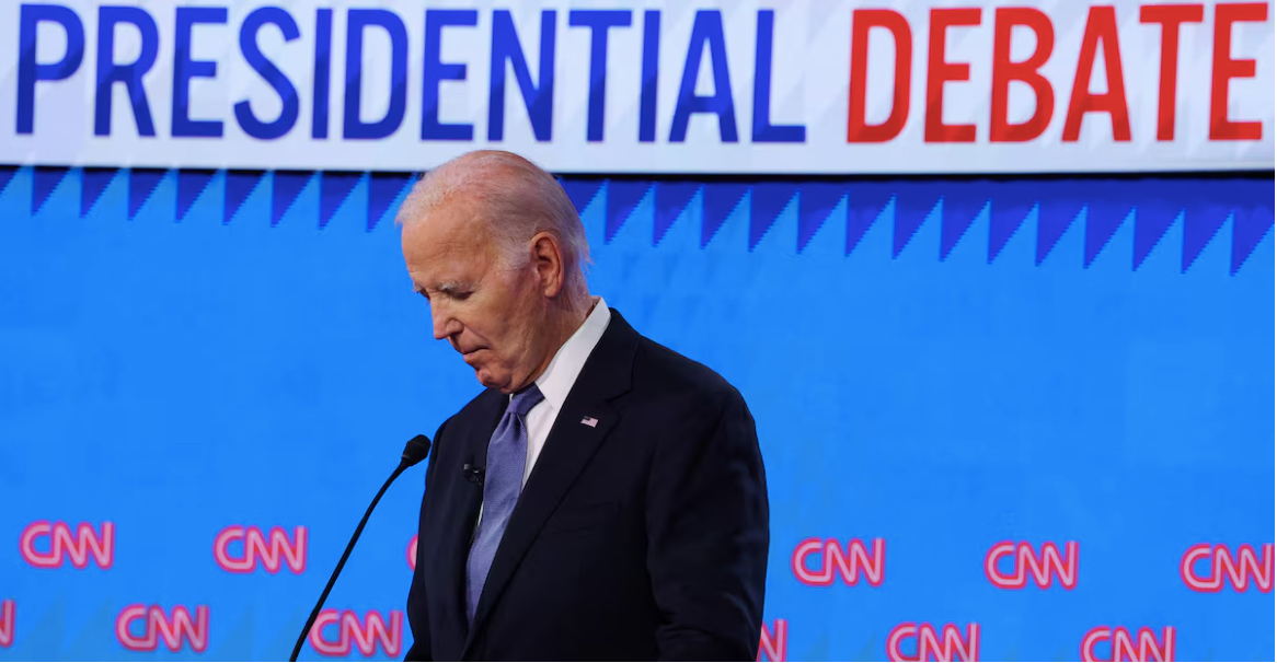 Tổng thống Mỹ Joe Biden trong cuộc tranh luận trực tiếp ngày 27/6. (Ảnh: Reuters) Tổng thống Mỹ Joe Biden trong cuộc tranh luận trực tiếp ngày 27/6. (Ảnh: Reuters)