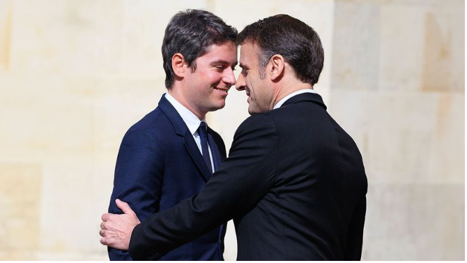 Tổng thống Pháp Emmanuel Macron và Thủ tướng Gabriel Attal. (Ảnh: REA)