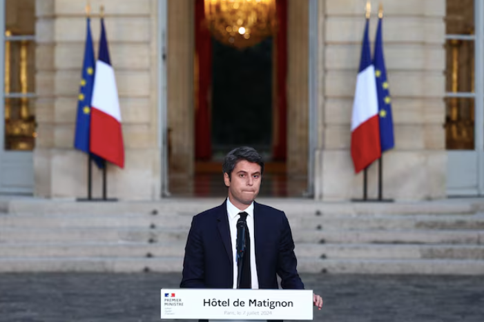 Thủ tướng Pháp Gabriel Attal thông báo sẽ từ chức. (Ảnh: Reuters) Thủ tướng Pháp Gabriel Attal thông báo sẽ từ chức. (Ảnh: Reuters)
