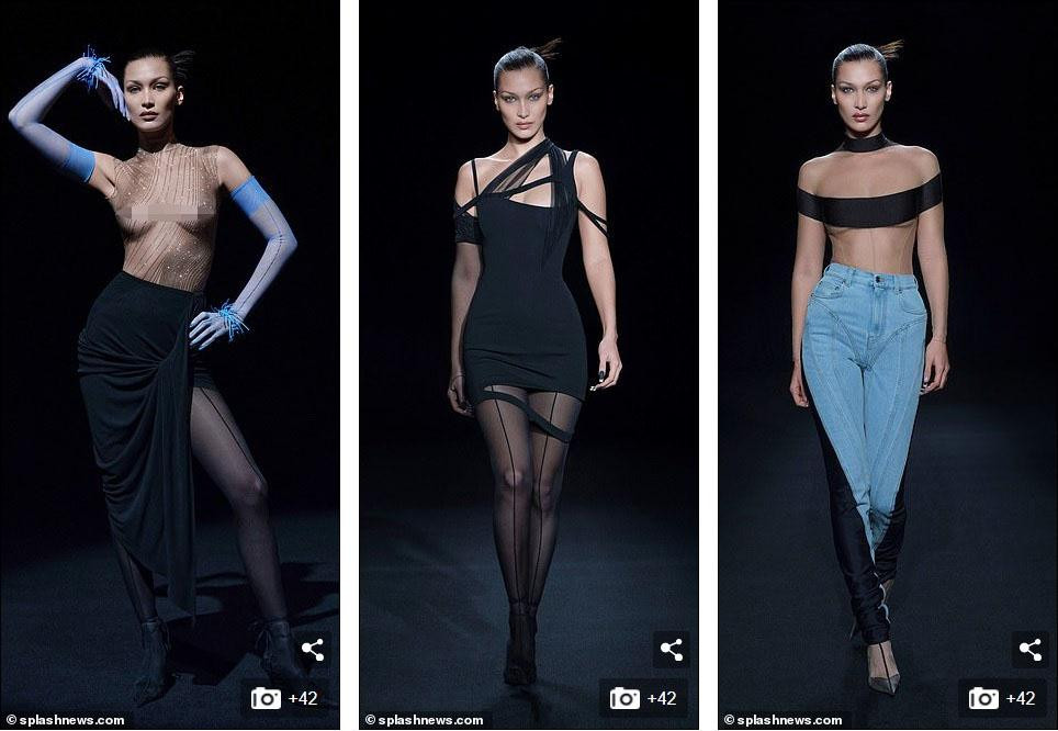 Siêu mẫu sinh năm 1996 trình diễn ba thiết kế trong đoạn phim ngắn. Những bộ đồ hở bạo, ôm sát cơ thể giúp cô khoe triệt để cơ thể đẹp như "tạc tượng".