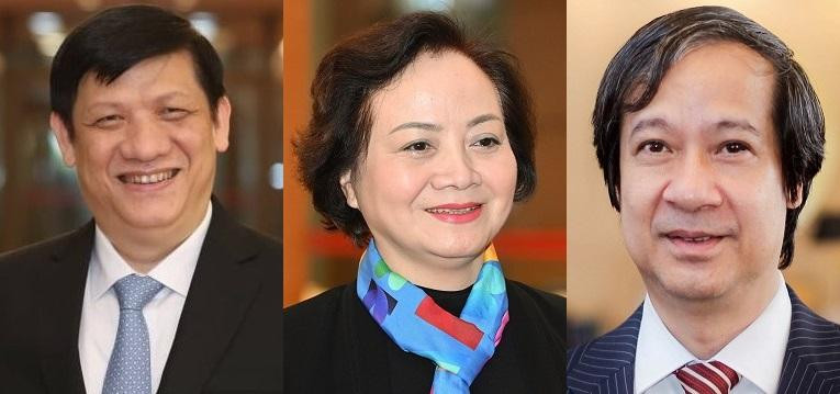 Bộ trưởng Bộ Y tế, Bộ Nội vụ và Bộ trưởng Bộ GD-ĐT (ảnh Như Ý)