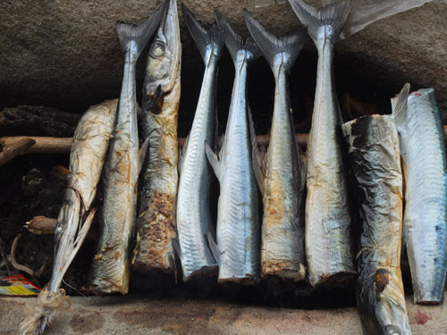 Chỉ cần thêm một tí muối ớt chanh, món cá xanh xương nướng trở nên đậm đà khó quên