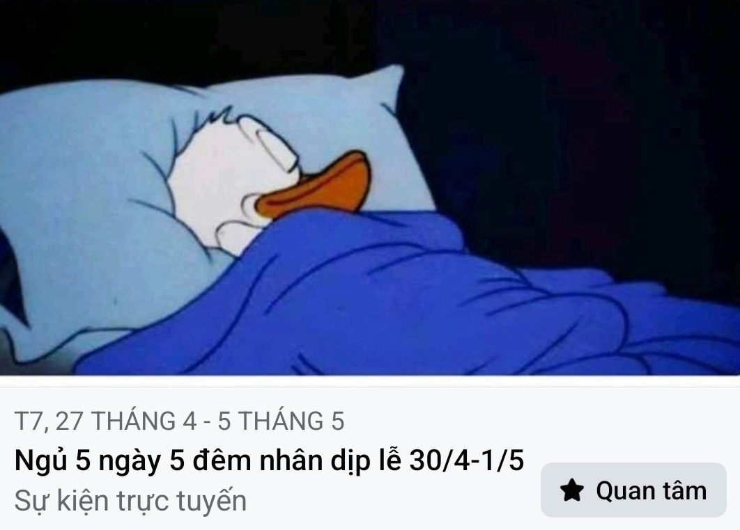 Trào lưu ngủ xuyên nghỉ lễ được chia sẻ rộng rãi trên mạng xã hội. Ảnh: Facebook.