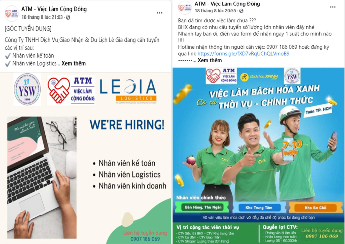 Thông tin việc làm được đăng tải liên tục giúp ứng viên có thể tìm việc nhanh chóng. Ảnh: ATM - Việc Làm Cộng Đồng