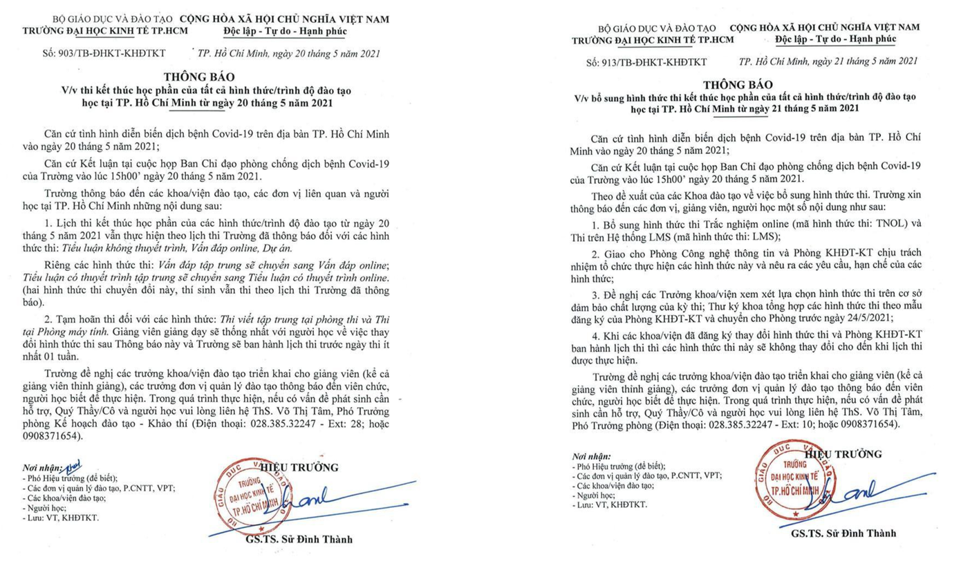 Trường Đại học Kinh Tế TP.HCM đã bổ sung hình thức thi online cho việc kết thúc học phần. Ảnh: uehenter.com