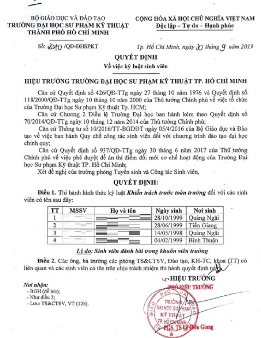 4 sinh viên ĐH Sư phạm Kỹ thuật TPHCM bị kỷ luật vì đánh bài trong trường ảnh 1