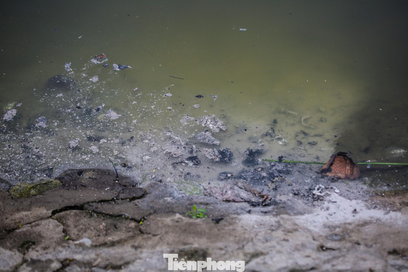 Xuất hiện nhiều tro bụi, tàn hương xung quanh mặt nước hồ.