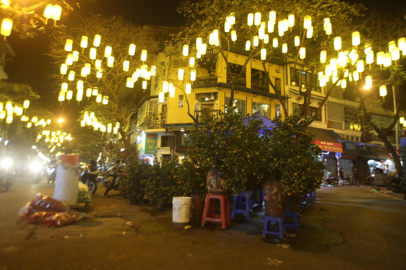 Chợ hoa phố cổ rực rỡ trong buổi tối khai mạc. Chợ hoa phố cổ rực rỡ trong buổi tối khai mạc.