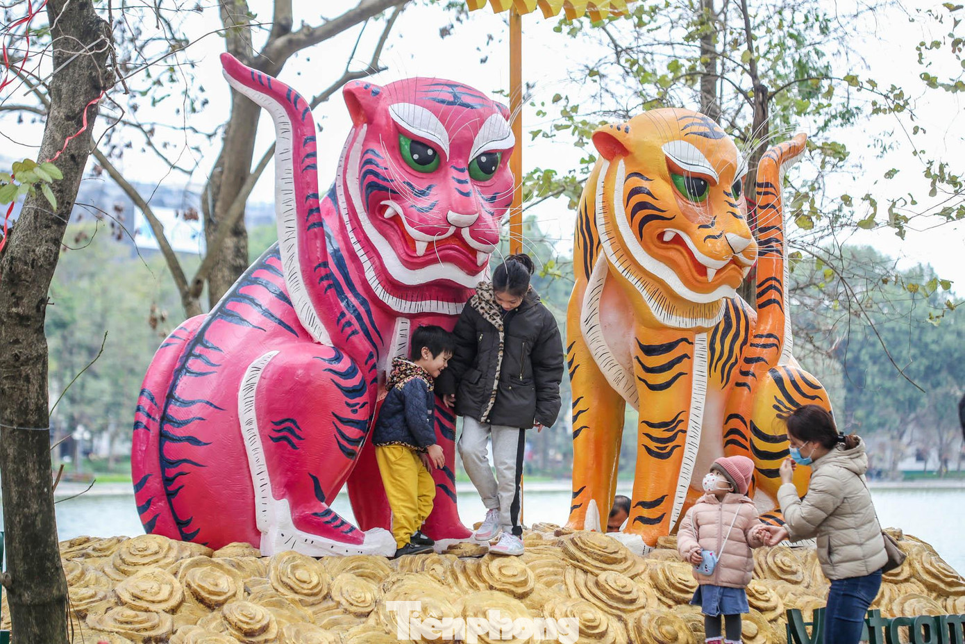 Thần Hổ biểu thị sự oai linh. Mây trong tranh Hàng Trống mang tính cách điệu cao, vừa có tính chất nhẹ, bay, vừa mang vẻ thoát tục. Chính vì vậy, hình tượng Thần Hổ ngự trên bệ mây mang nghĩa oai linh và thanh cao. Gam màu đỏ hồng, vàng nâu biểu thị tinh thần năm mới vàng son rực rỡ.