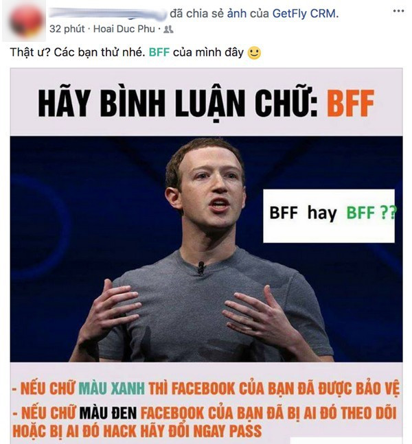 Thực hư chuyện gõ 'BFF' để kiểm tra tài khoản Facebook có bị hack ảnh 1