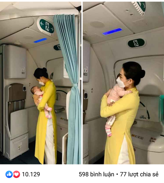 Hình ảnh nhân viên sân bay giúp đỡ bà mẹ có con nhỏ từng gây "bão" mạng xã hội. Ảnh: Chụp màn hình.
