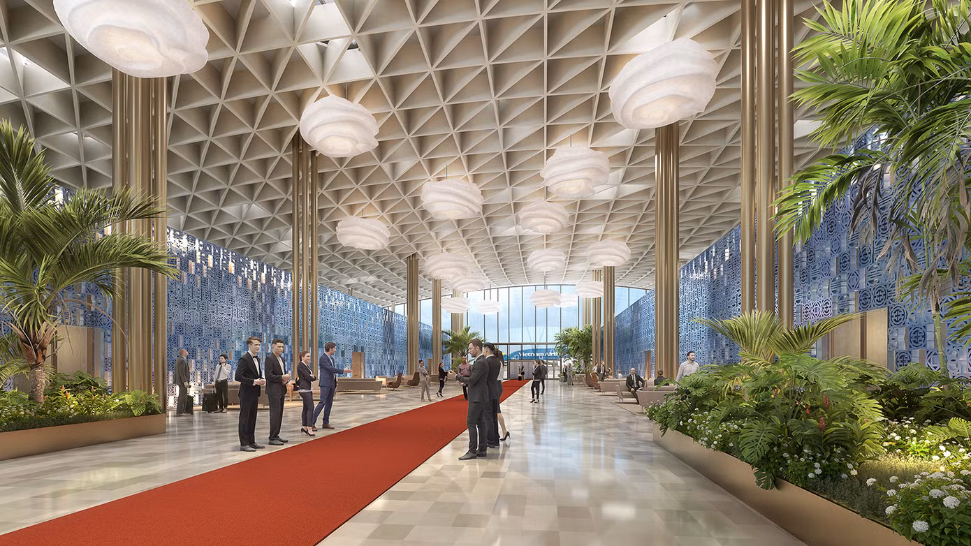 Không gian nhà ga VIP lấy cảm hứng từ hình ảnh cá đại bàng biển của Cảng HKQT Phú Quốc. Ảnh: CPG.