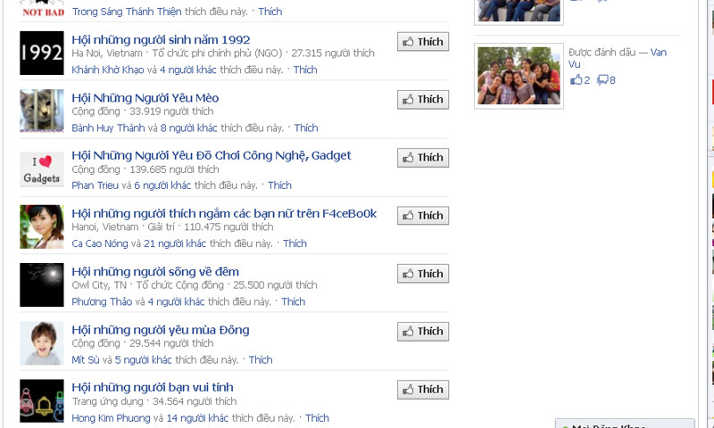 Nhiều hội nhóm được lập trên Facebook