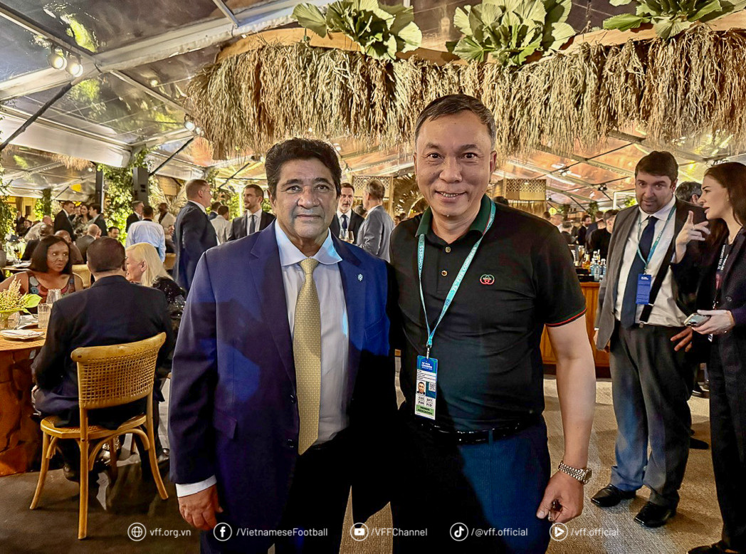 Chủ tịch VFF Trần Quốc Tuấn và Chủ tịch LĐBĐ Brazil Ednaldo Rodrigues.