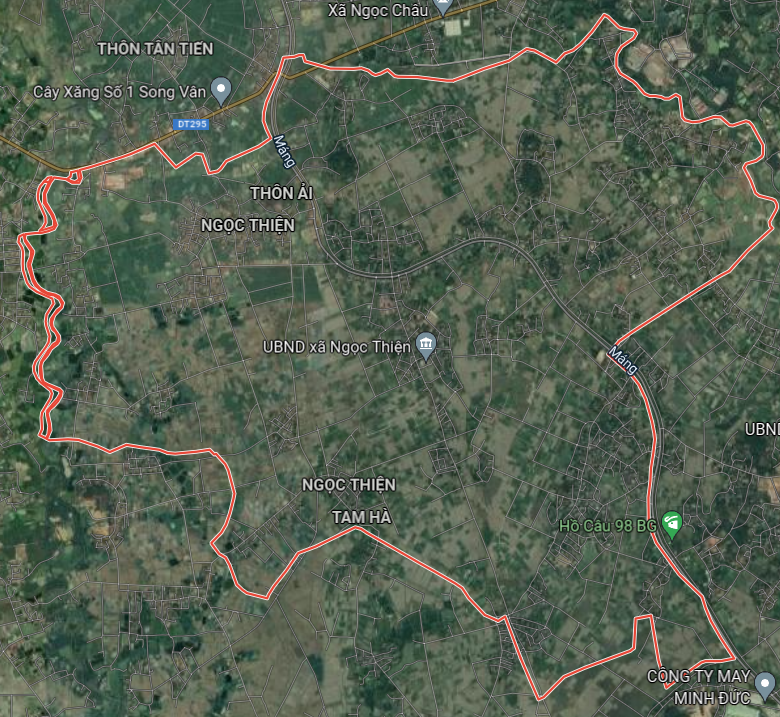 Xã Ngọc Thiện trên bản đồ Google vệ tinh.