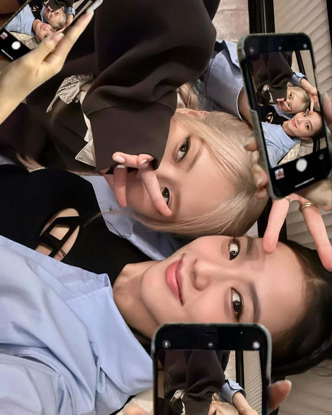 Jisoo và Rosé tạo dáng tinh nghịch trong khách sạn. BlackPink có hai đêm ngủ lại Hà Nội. Họ trở về Hàn Quốc ngay trong đêm 30/7 sau khi kết thúc đêm diễn thứ 2.