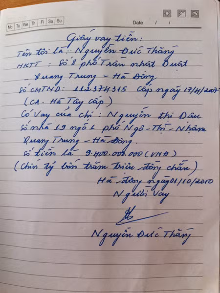 Chỉ bằng giấy viết tay, bà Dậu cho vay 1 lần tới 22 tỷ đồng