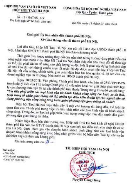 Đề nghị gỡ bỏ các biển cấm taxi tại Hà Nội ảnh 1