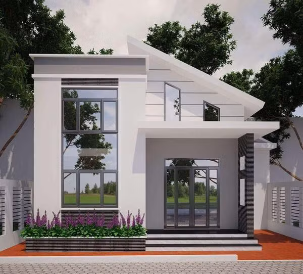 Mẫu nhà cấp 4 có thiết kế gác lửng độc đáo.
