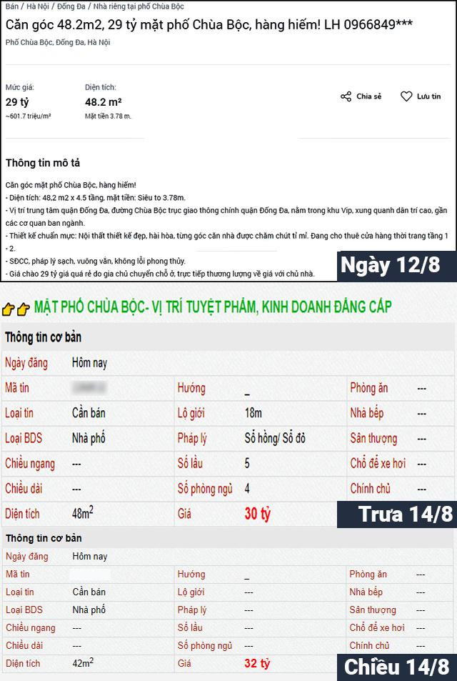 Theo môi giới và khảo sát trên các website rao bán nhà đất, giá nhà phố Chùa Bộc tăng "vùn vụt" theo giờ. Theo môi giới và khảo sát trên các website rao bán nhà đất, giá nhà phố Chùa Bộc tăng "vùn vụt" theo giờ.